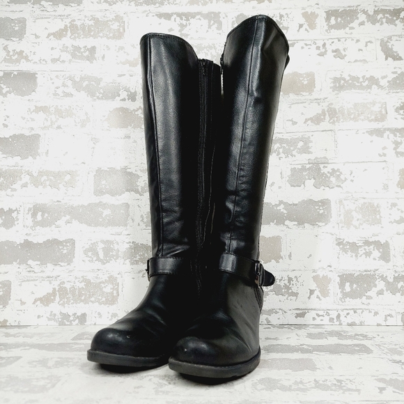 New BareTraps Women's Black Faux Leather Riding Boots F206 - Picture 2 of 12